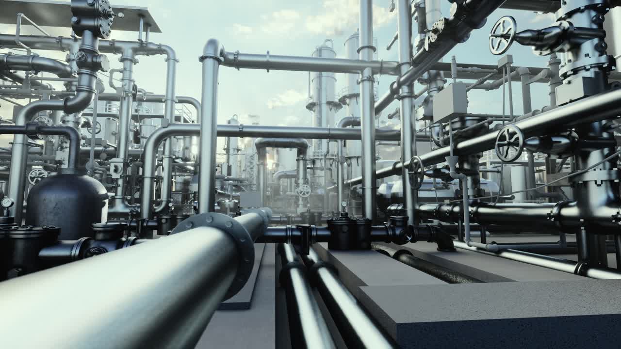 Oil Refinery And Plant And Tower Column Of Petrochemistry Industry In Oil And Gas Industrial