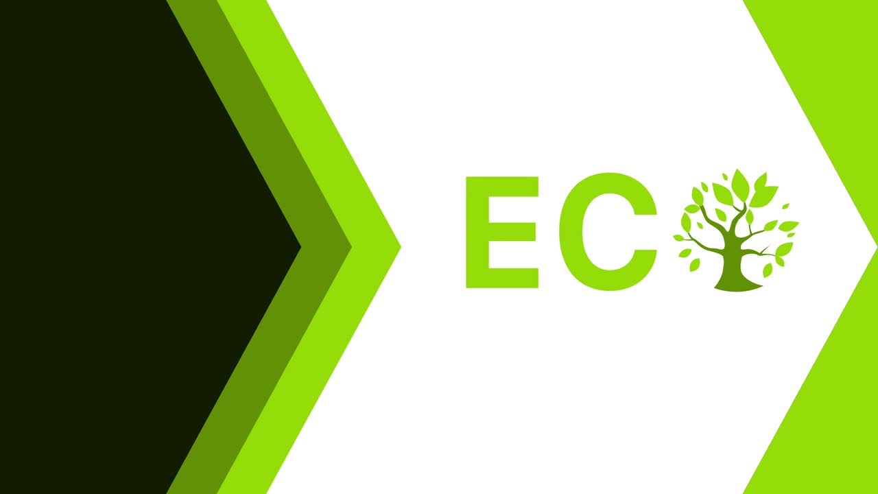 video en 4k de una pancarta de ecología verde con elementos que se pueden hacer bucles.