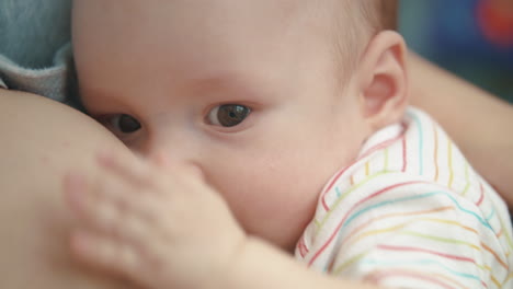 Cara-De-Bebé-Amamantando.-Precioso-Bebé-Comiendo-Leche-Materna.-Dulce-Maternidad