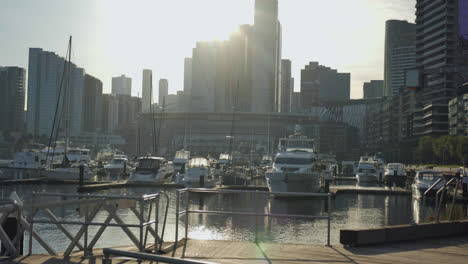 docklands in melbourne slow pan at sunrise