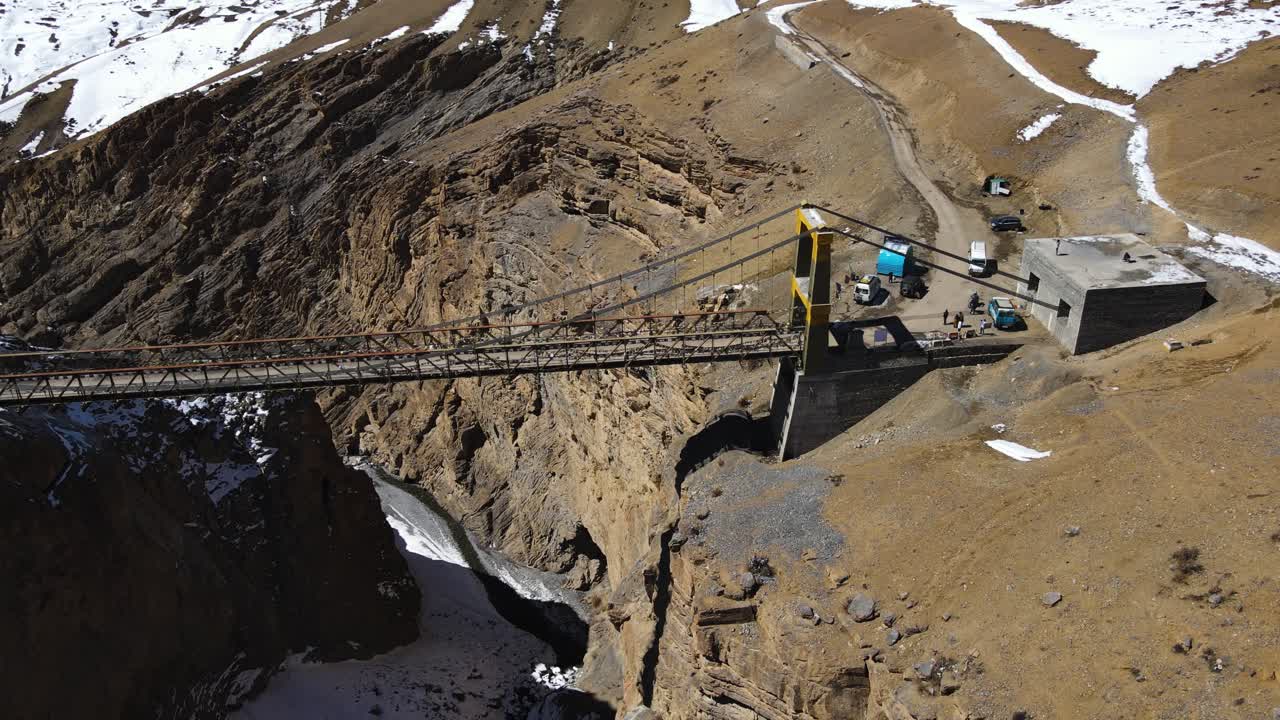 aerial view of Asia's highest Chicham Bridge in spiti himachal pradesh India