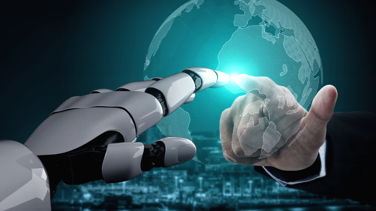 el robot futurista la inteligencia artificial iluminando el concepto de la tecnología ai