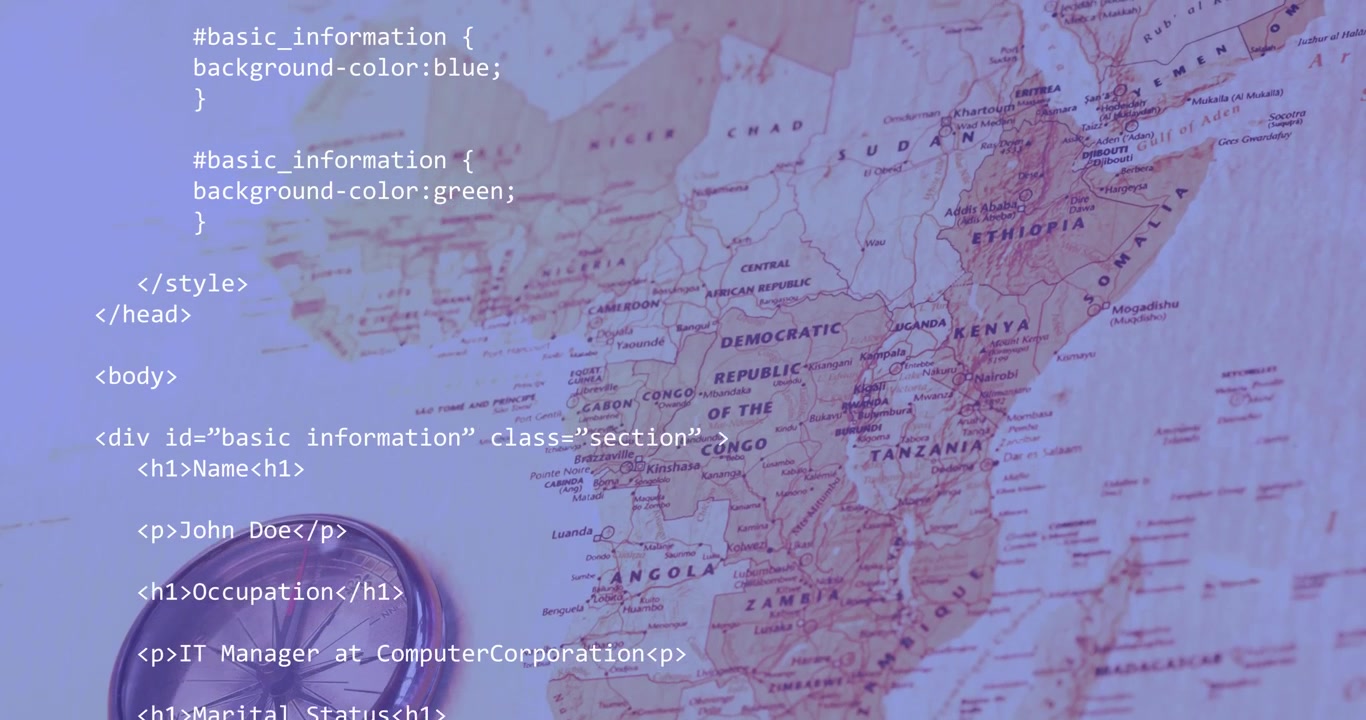 Animation of data processing over world map