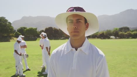 cricket player looking at the camera