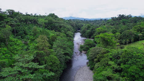 drone fly over caloveborita river in santa fe district in veraguas province, panama