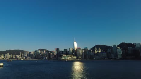 the dusk of hong kong island with victoria harbour
