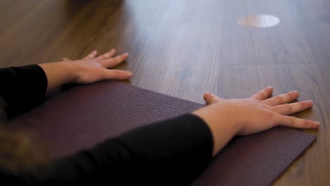 female yoga instructor is doing gymnastic