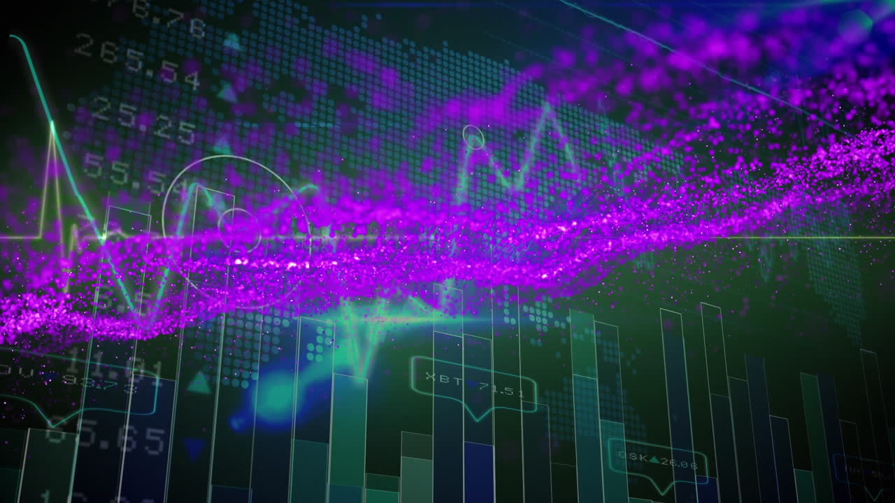 animación de puntos de luz sobre el procesamiento de datos sobre fondo negro