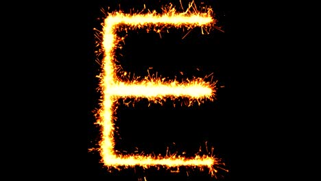 alphabet e text sparkler glitter sparks firework loop animation