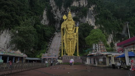 slow motion of statue of murugan at batu caves malaysia