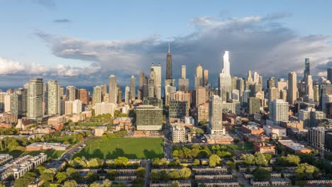 hiperlapso aéreo de chicago desde el oeste