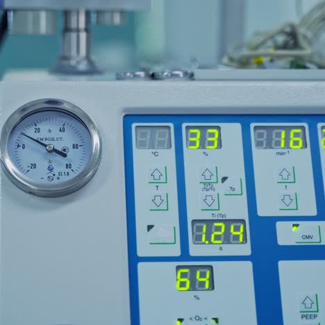 medical apparatus in operating room. computer technology for life saving. numbers on screen of the latest technical equipment in clinic.