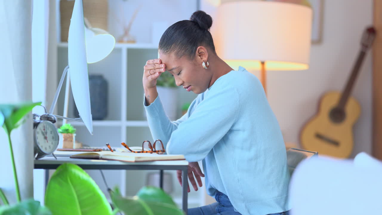 An overworked and exhausted female student