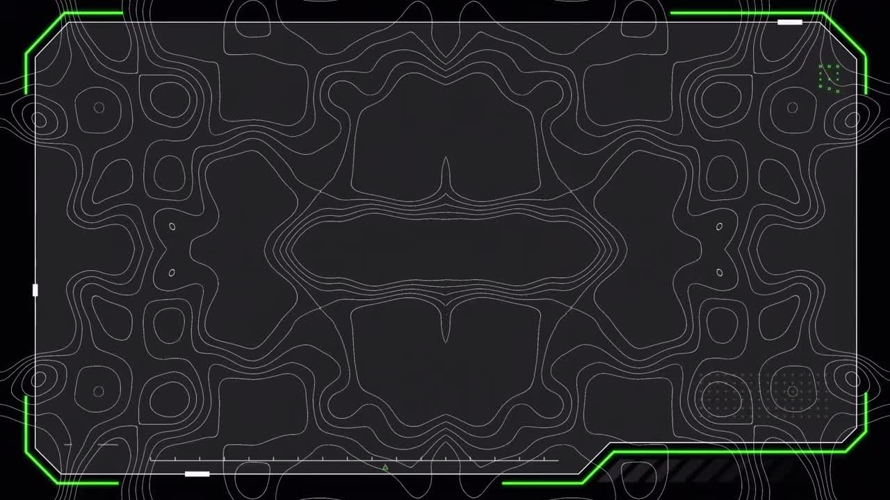 Animation of data processing over shapes on black background