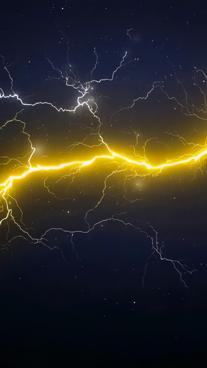 Vertical video: Pulsing yellow arc shifting right as frames rolling in navy sky with white forks