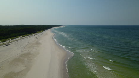 aerial flight over beautiful scenic white sand osetnik beach vacation destination