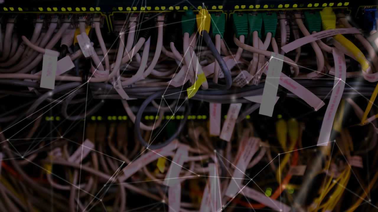 animación de la red de conexiones a través del hardware del servidor informático