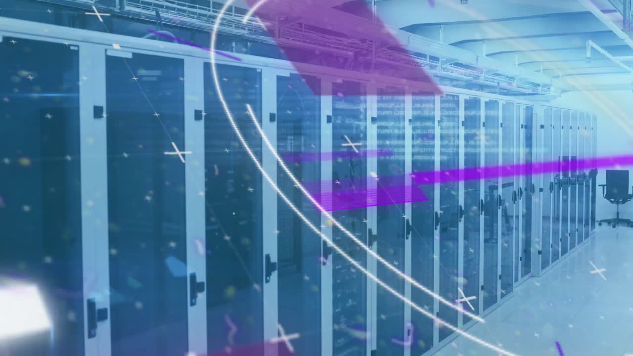 animación del escaneo del alcance y el procesamiento de datos con servidores informáticos en segundo plano