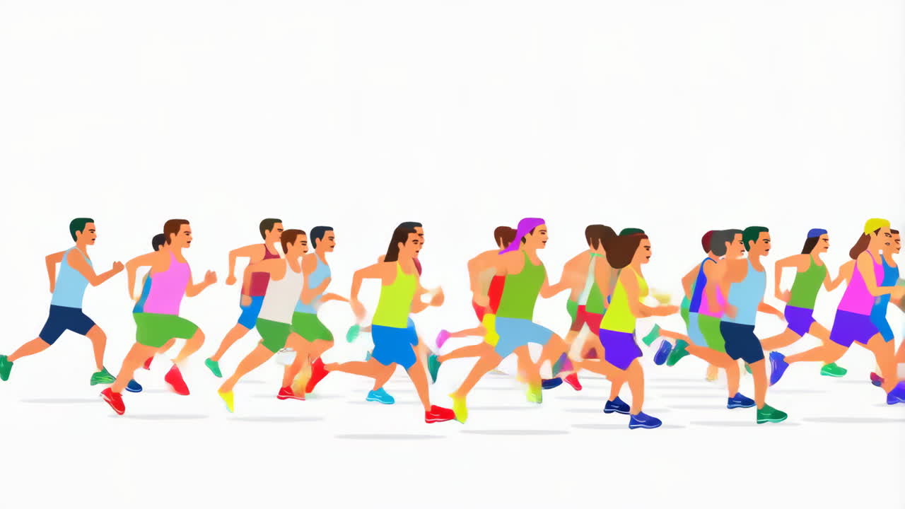 Group of diverse people running in a race