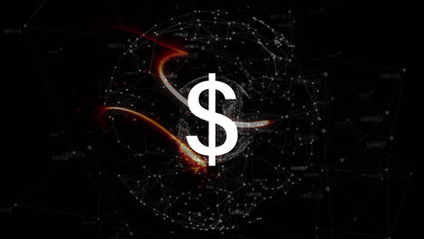 animación del símbolo del dólar sobre el globo