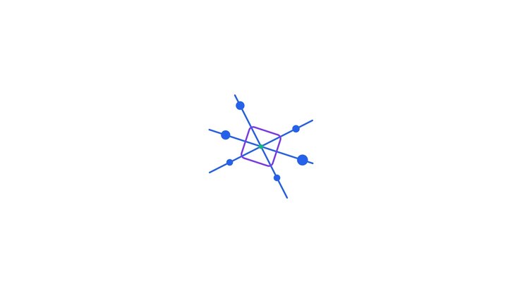 Animazione geometrica astratta di nodi e linee che si connettono