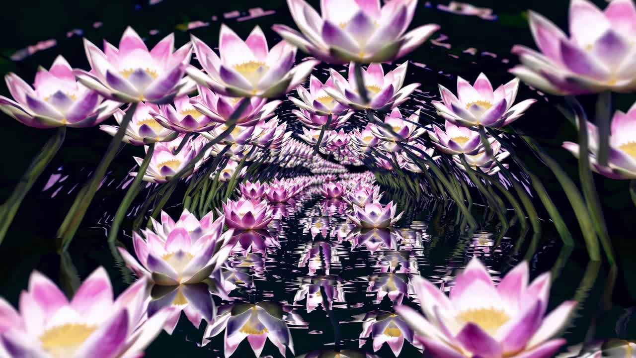 Surreal Tunnel Of Pink Lotus Flowers