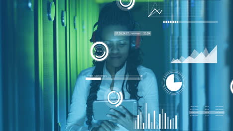 animación del procesamiento de datos sobre la mujer afroamericana por servidores informáticos