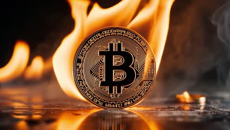 bitcoin on fire: symbolizing cryptocurrency market volatility