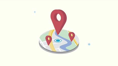 animación del servicio de ubicación gps con pin en el mapa