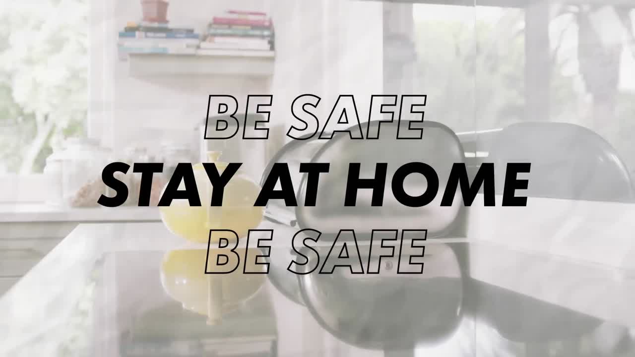 빈 주방 위에서  ⁇ 박이는 사회적 거리두기 메시지의 애니메이션