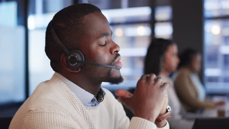 telemarketing, crm and black man with customer