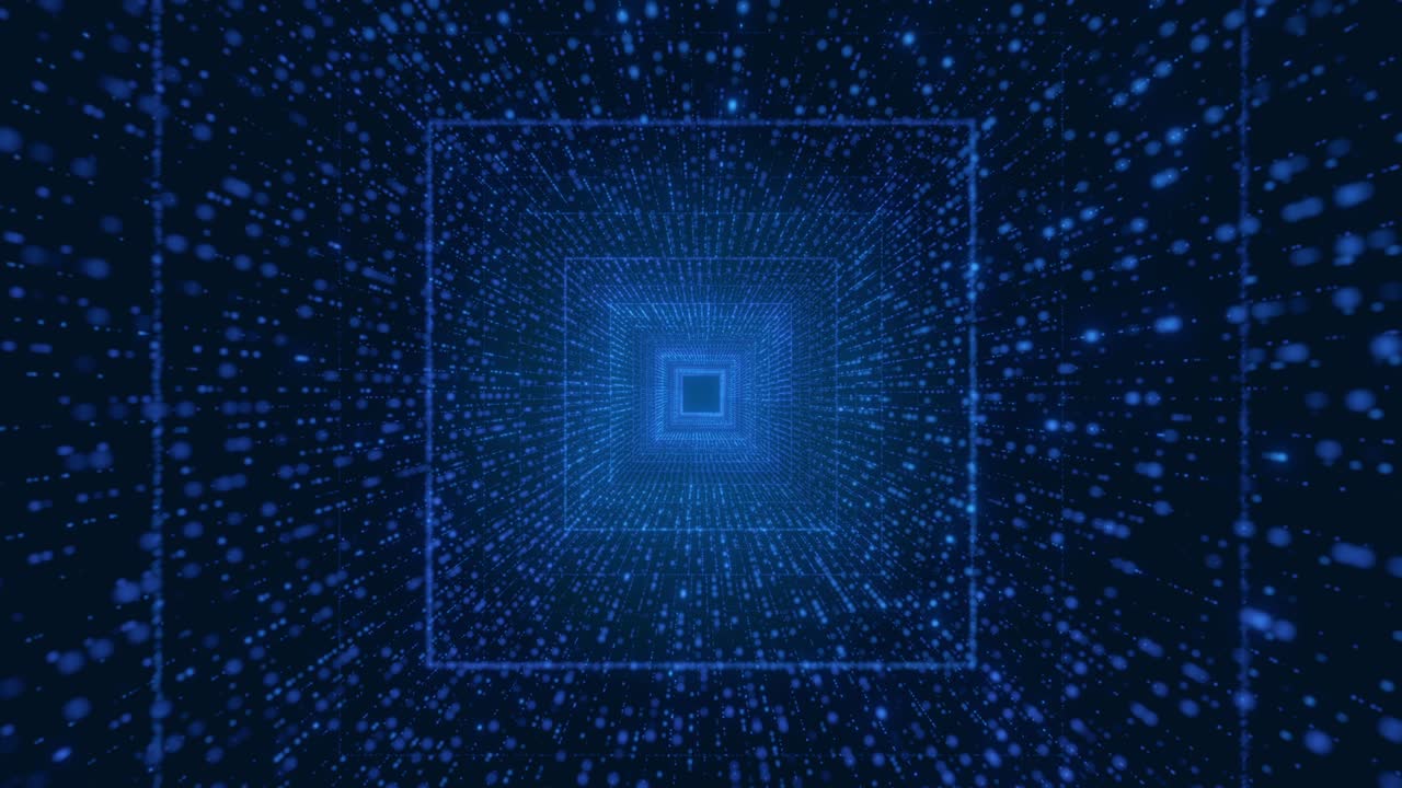 Infinite digital light blue with square tunnel seamless loop