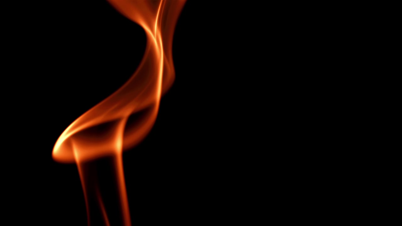 Abstract Orange Smoke Flowing on Black Background