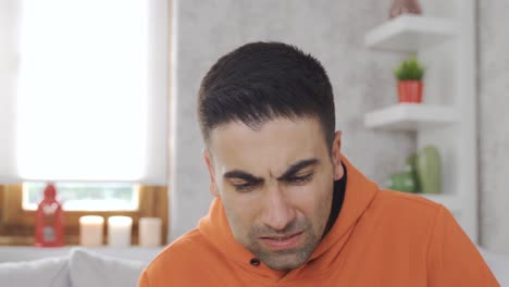 young man with aching teeth.