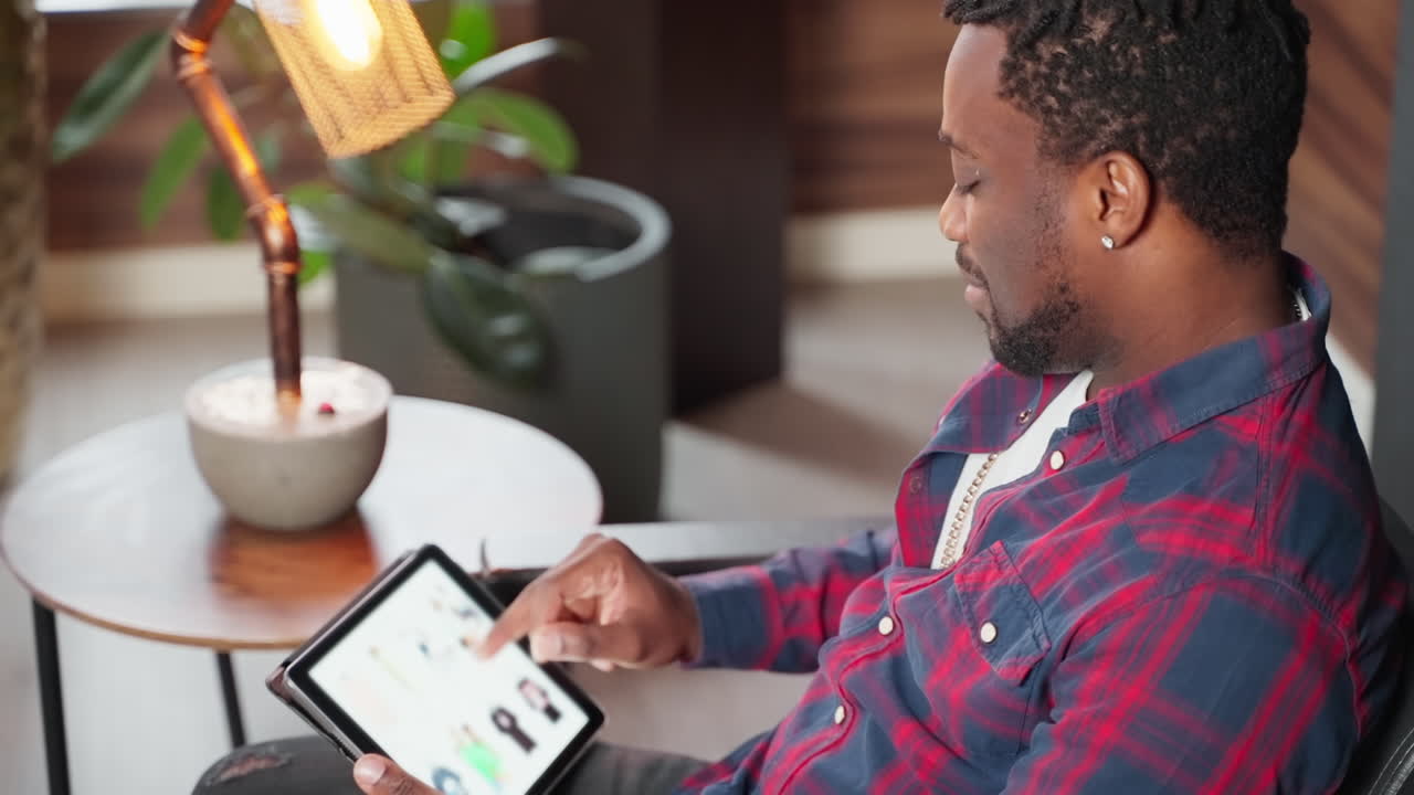 Man Using Tablet for Video Call