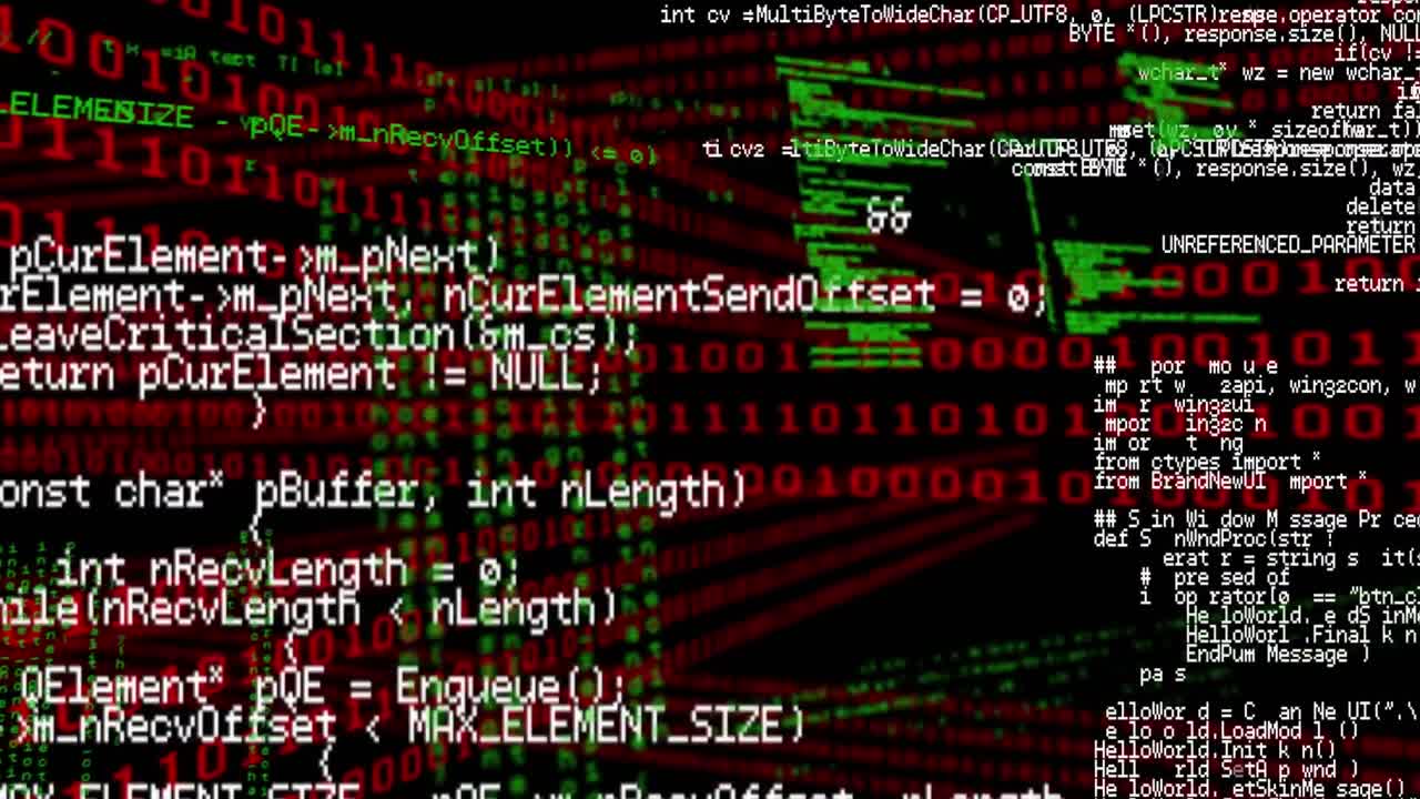 animação de processamento de dados com codificação binária