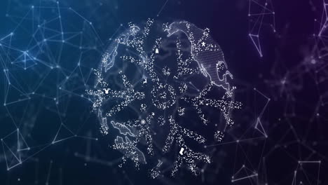animation showing digital brain with neural network and data visualization elements