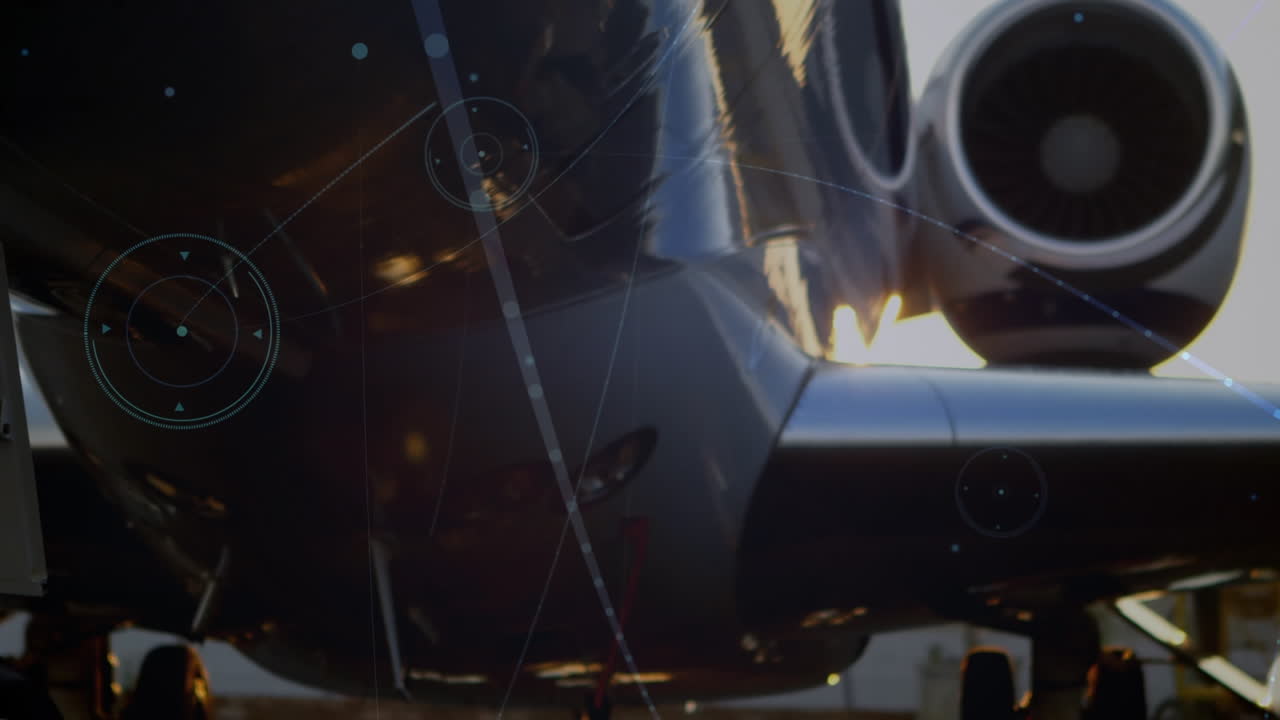 animación de la red de conexiones sobre el avión