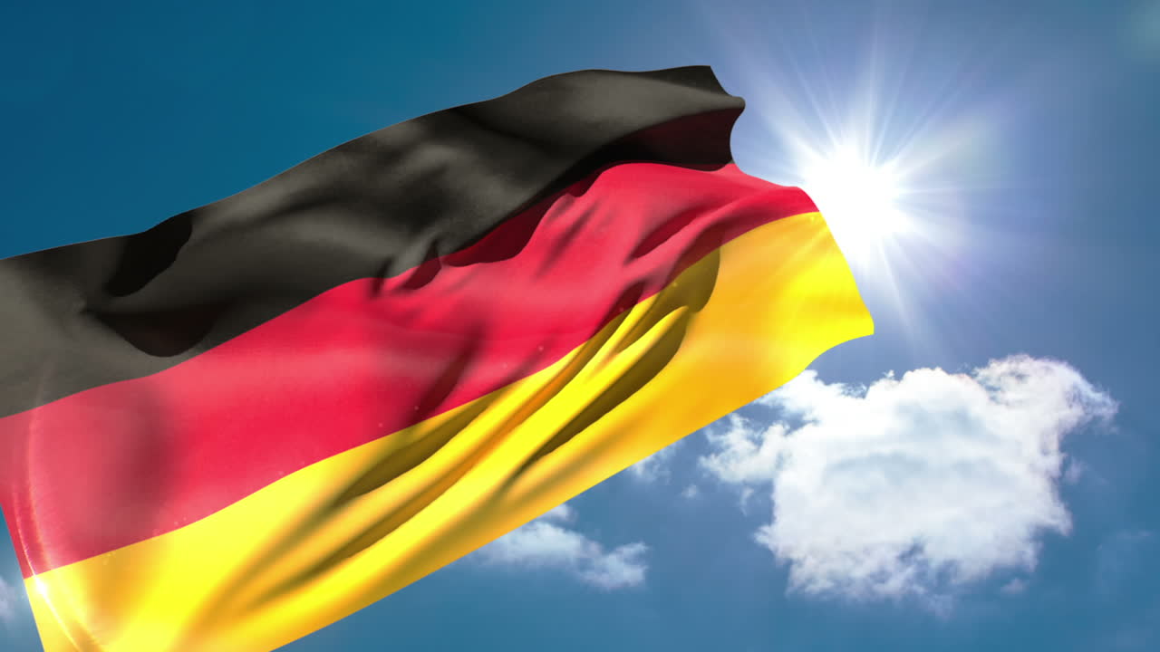 Bandiera nazionale della Germania che sventola nella brezza