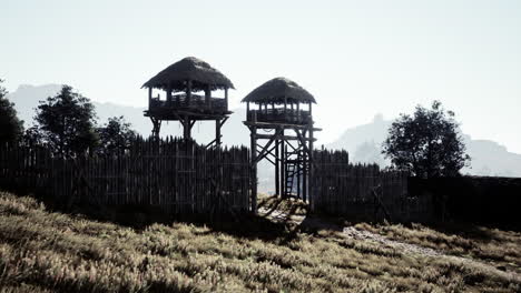 antigua fortaleza del pueblo con torres de vigilancia