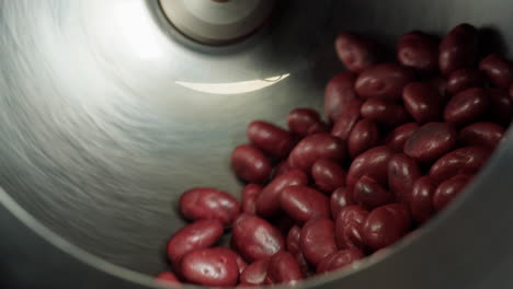 red beans being processed in a machine