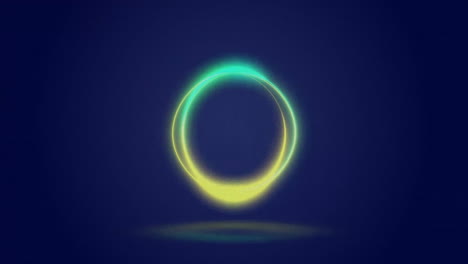 Animation-of-glowing-yellow-and-blue-data-loading-rings-rotating-on-dark-blue-background