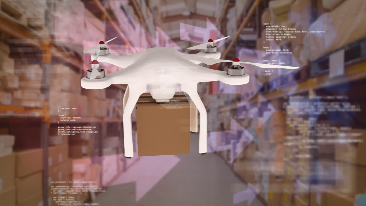 상자를 들고 있는 드론