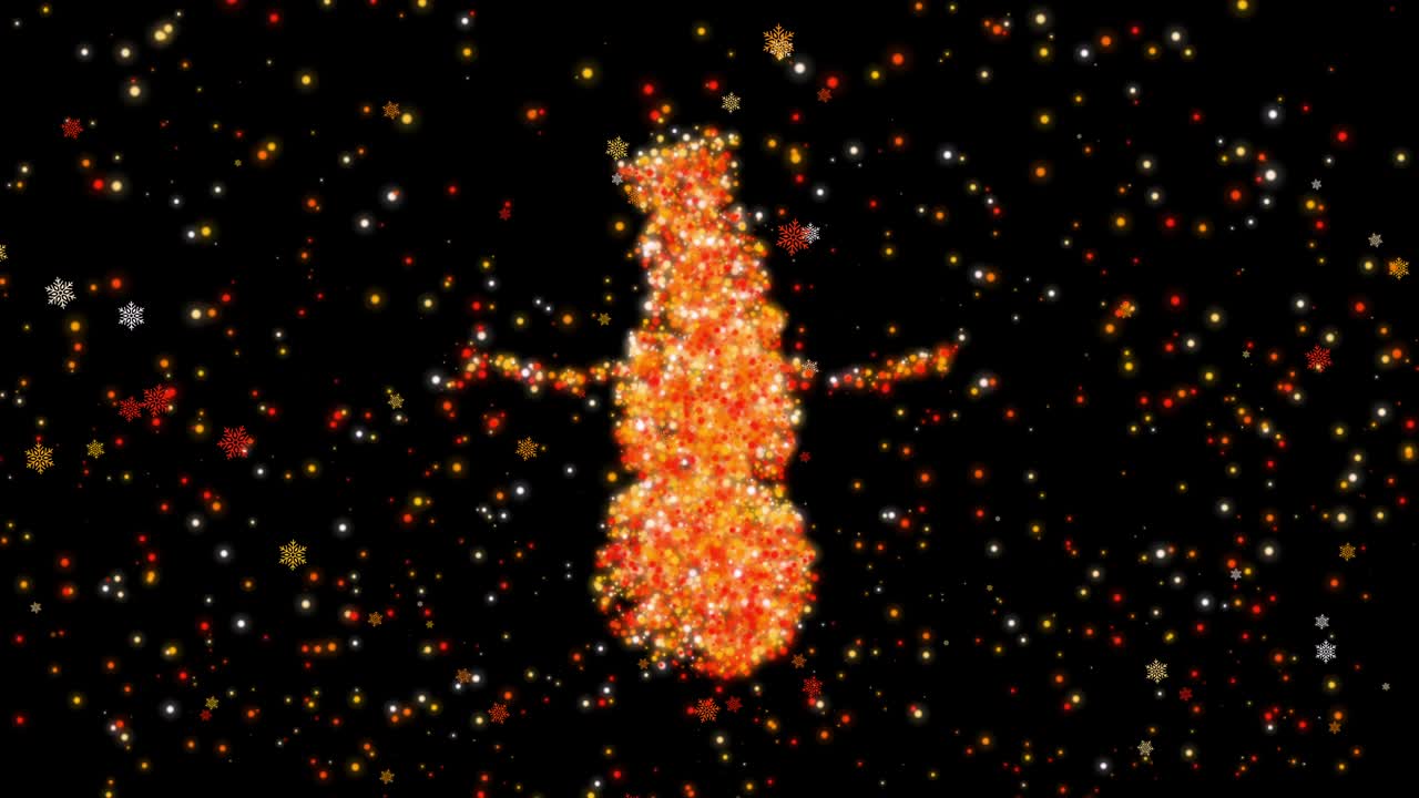 4k 추상 루프 가능한 스노우맨과 스노우플레이크 배경