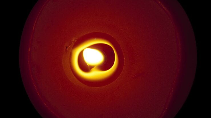 Red candle burning timelapse High angle view