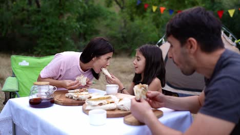 family camping dinner