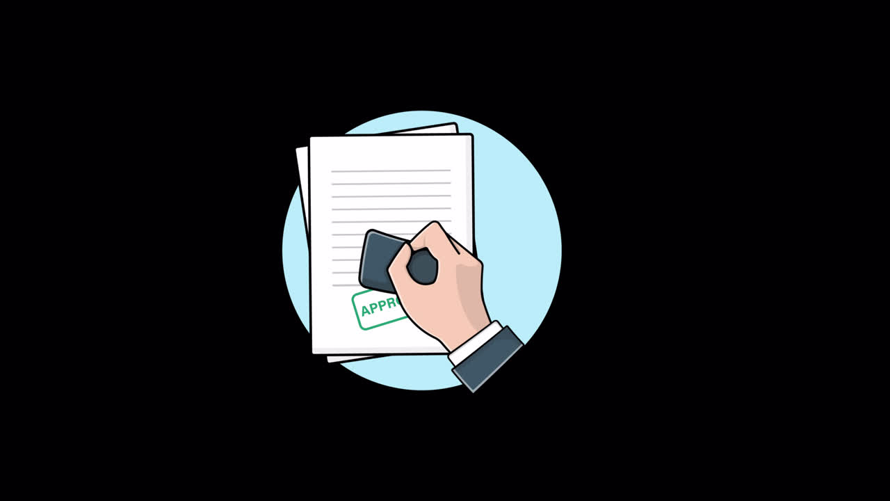 Animated Hand Stamping Document with Approved Seal