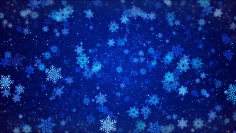 animation of snowflakes falling down dark blue background sparkling light effects creates festive