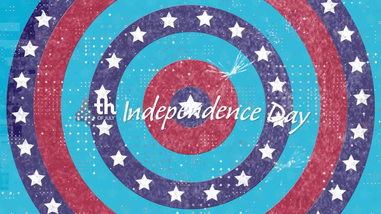 미국  ⁇ 발 패턴 위의 독립기념일 텍스트의 애니메이션