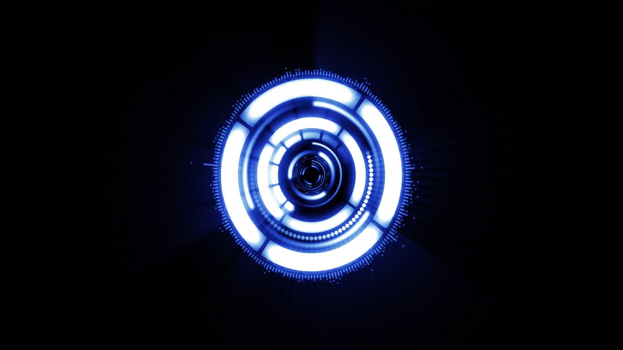 animación del movimiento hipnótico de círculos concéntricos blancos y azules brillantes